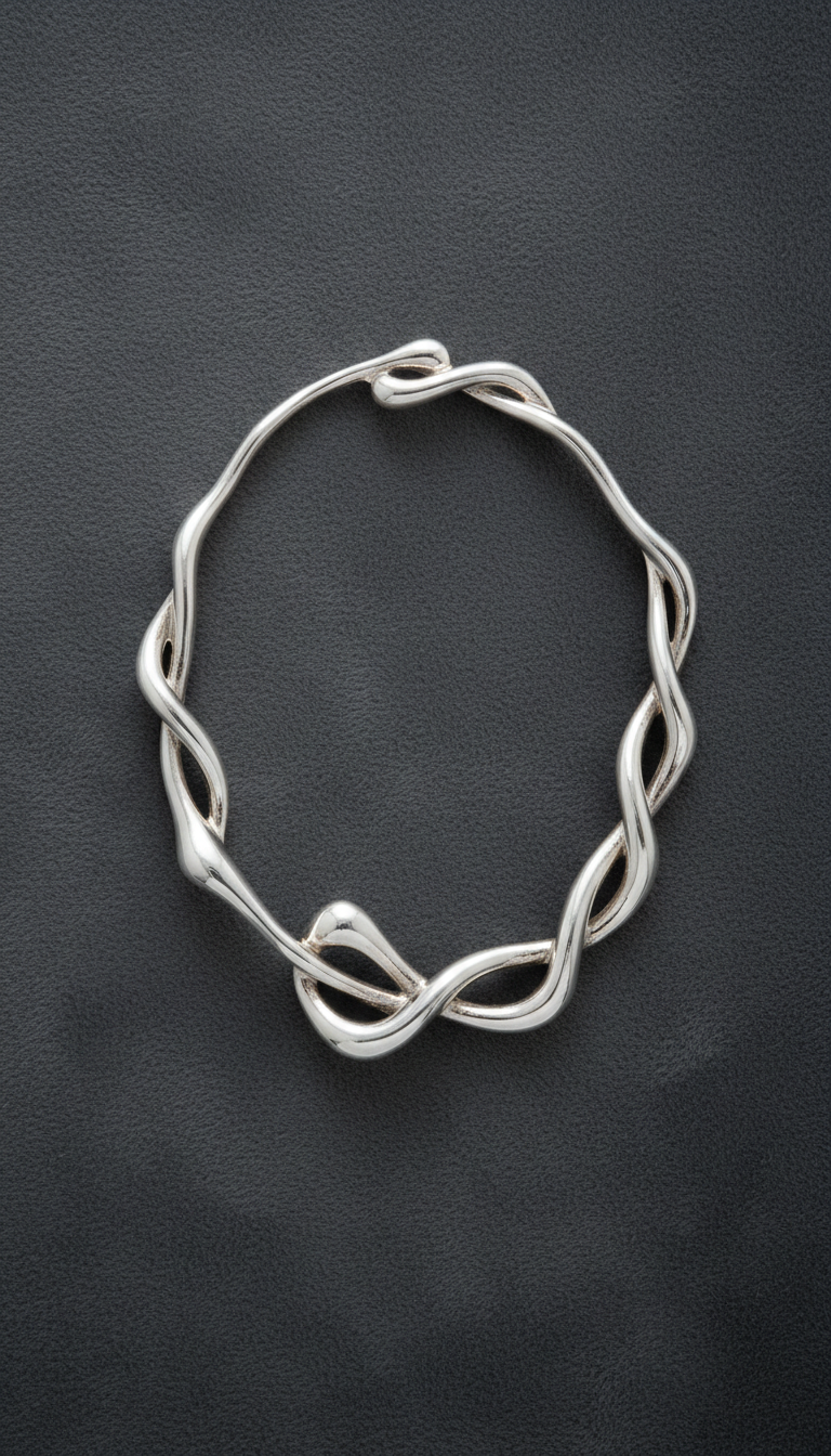 Organic form silver necklace