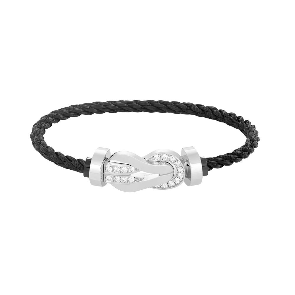[Vicky]CHANCE LARGE 8 FIGURE BUCKLE HALF DIAMOND BRACELET SILVER