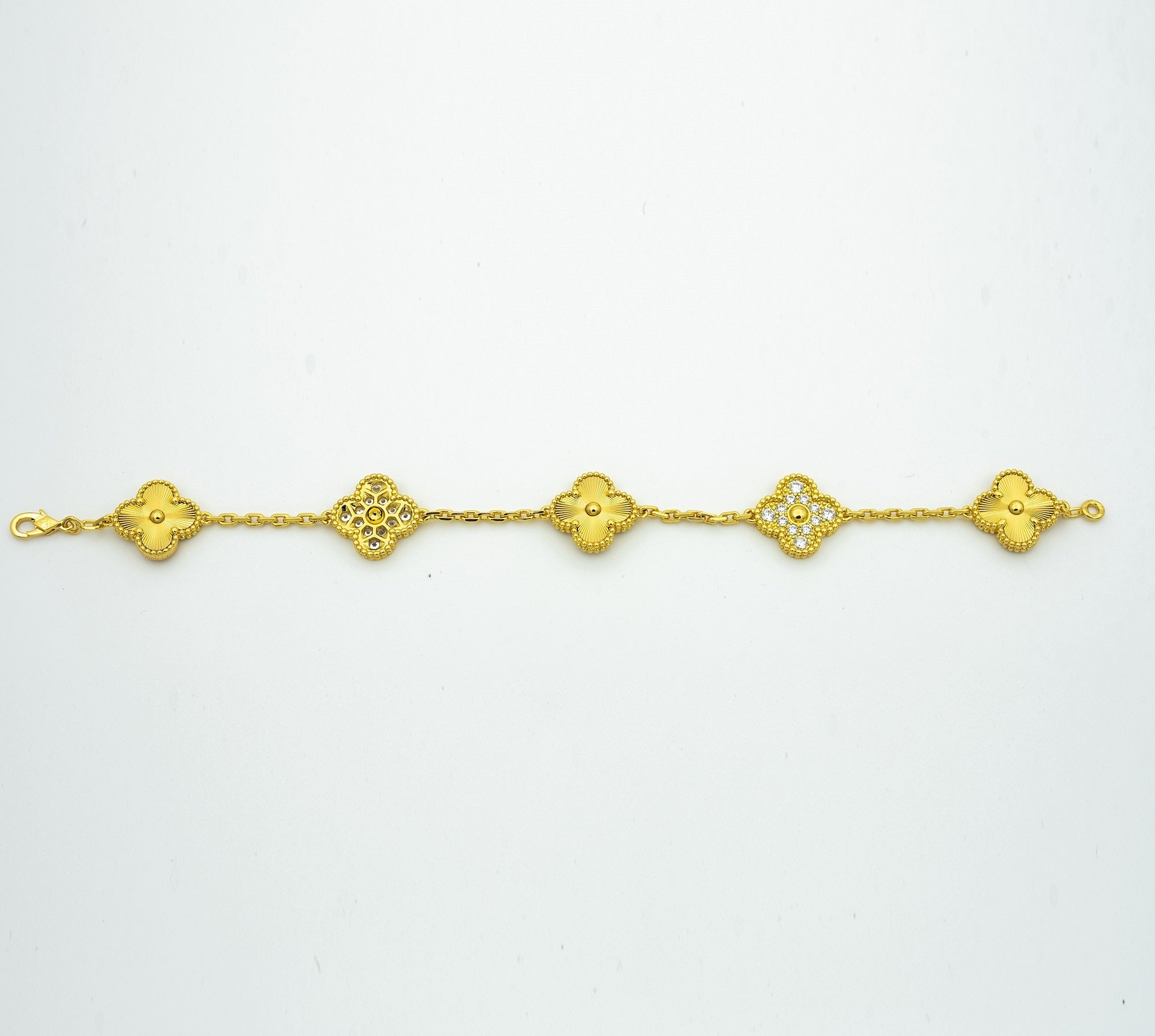 [Vicky]CLOVER BRACELET 5 MOTIFS GOLD DIAMOND