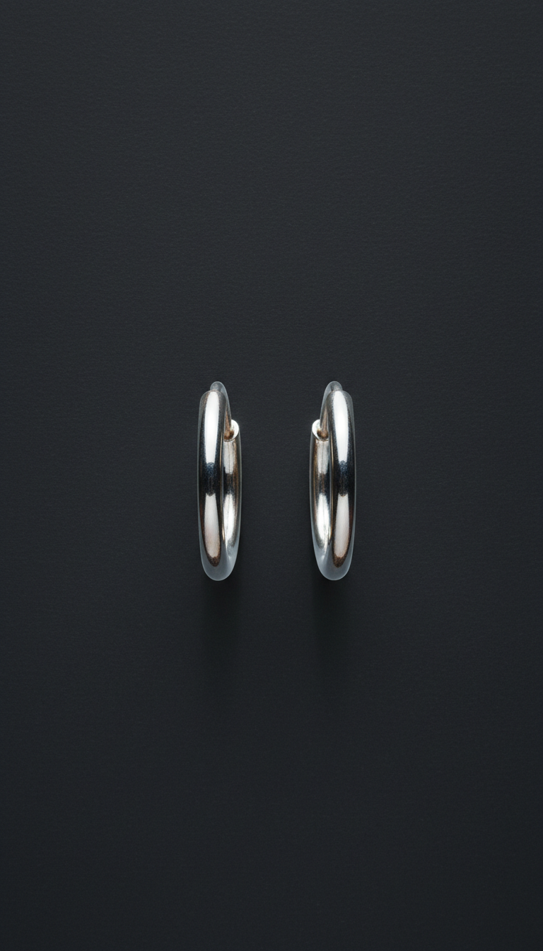Minimalist silver hoop earrings