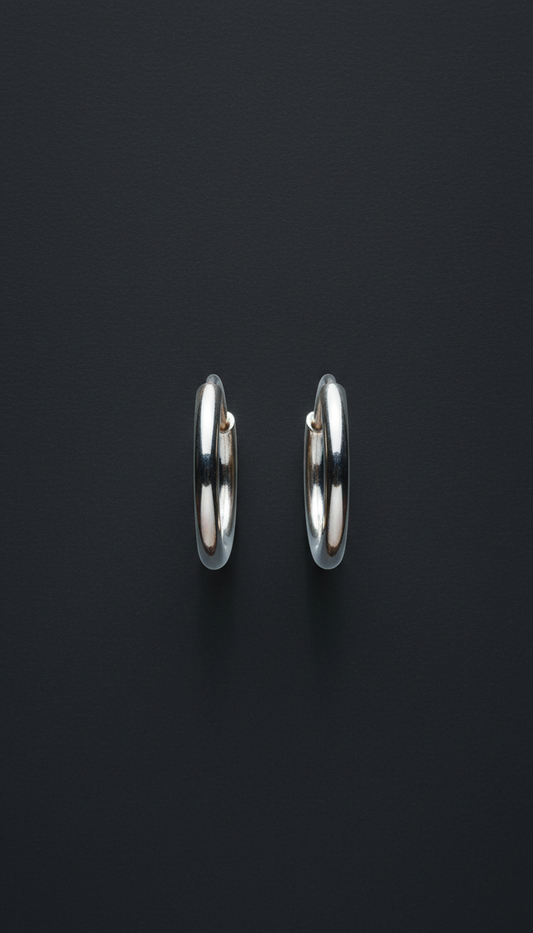 Minimalist silver hoop earrings