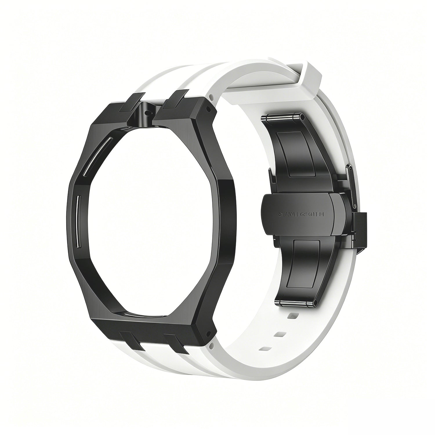 Oak Pop Black Steel  Silicone Strap