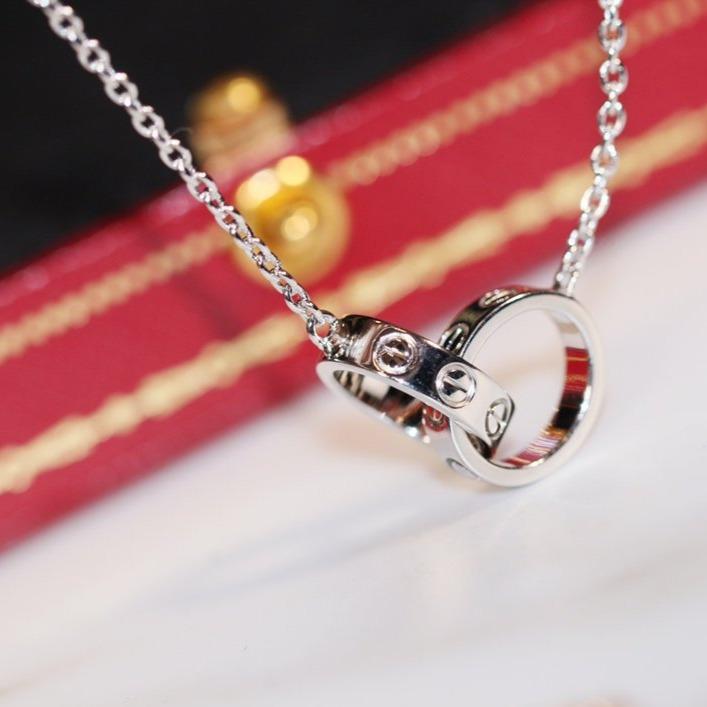 [Vicky]LOVE NECKLACE PINK GOLD AND SILVER