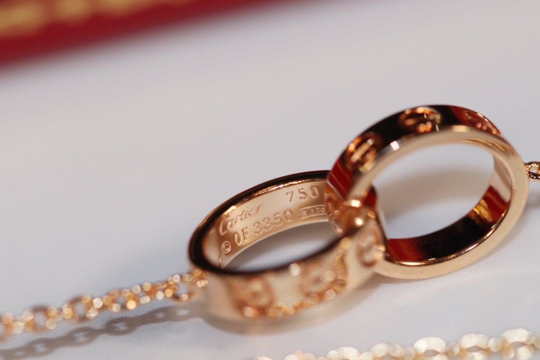 [Vicky]LOVE NECKLACE PINK GOLD AND SILVER