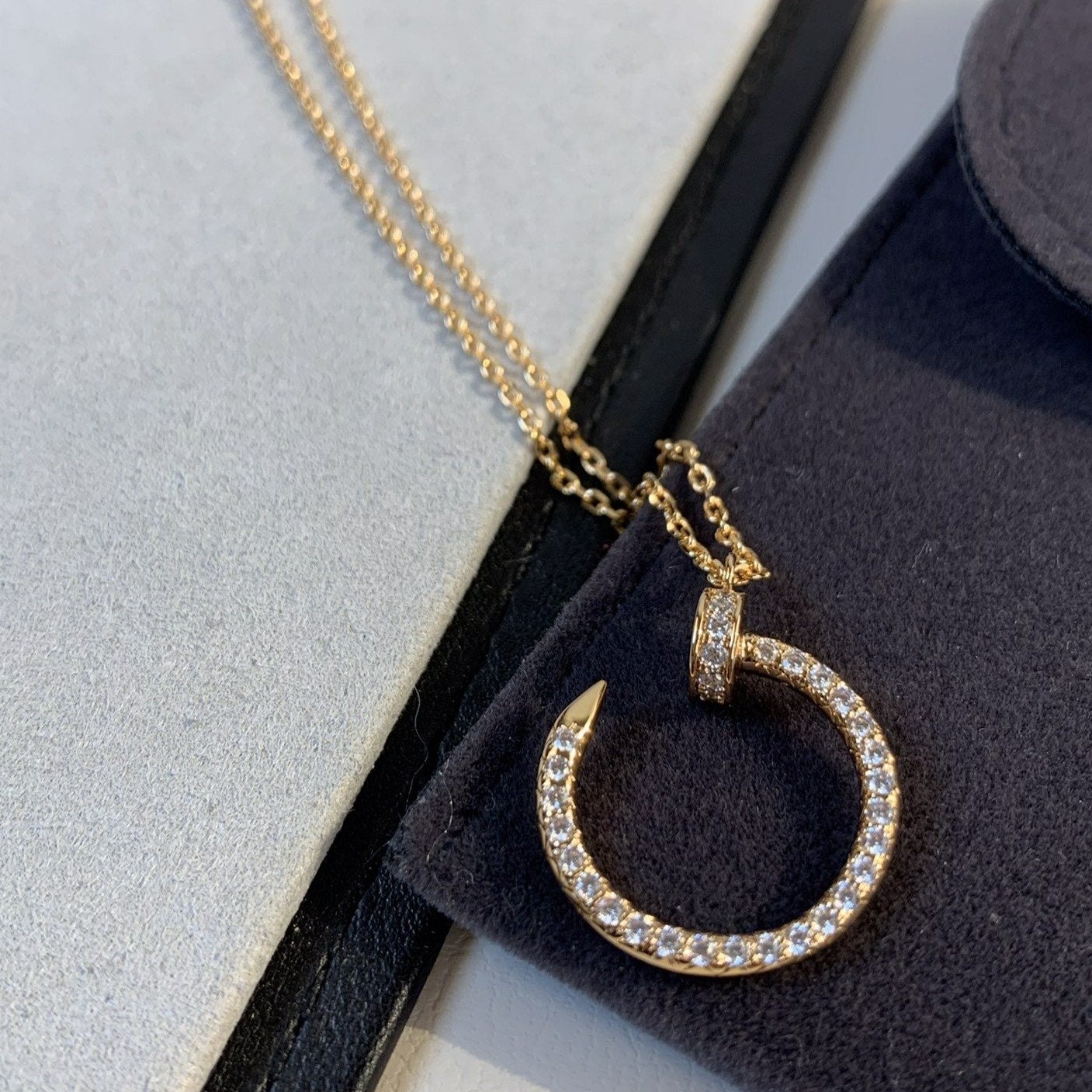 [Vicky]JUSTE NECKLACE PINK GOLD DIAMONDS