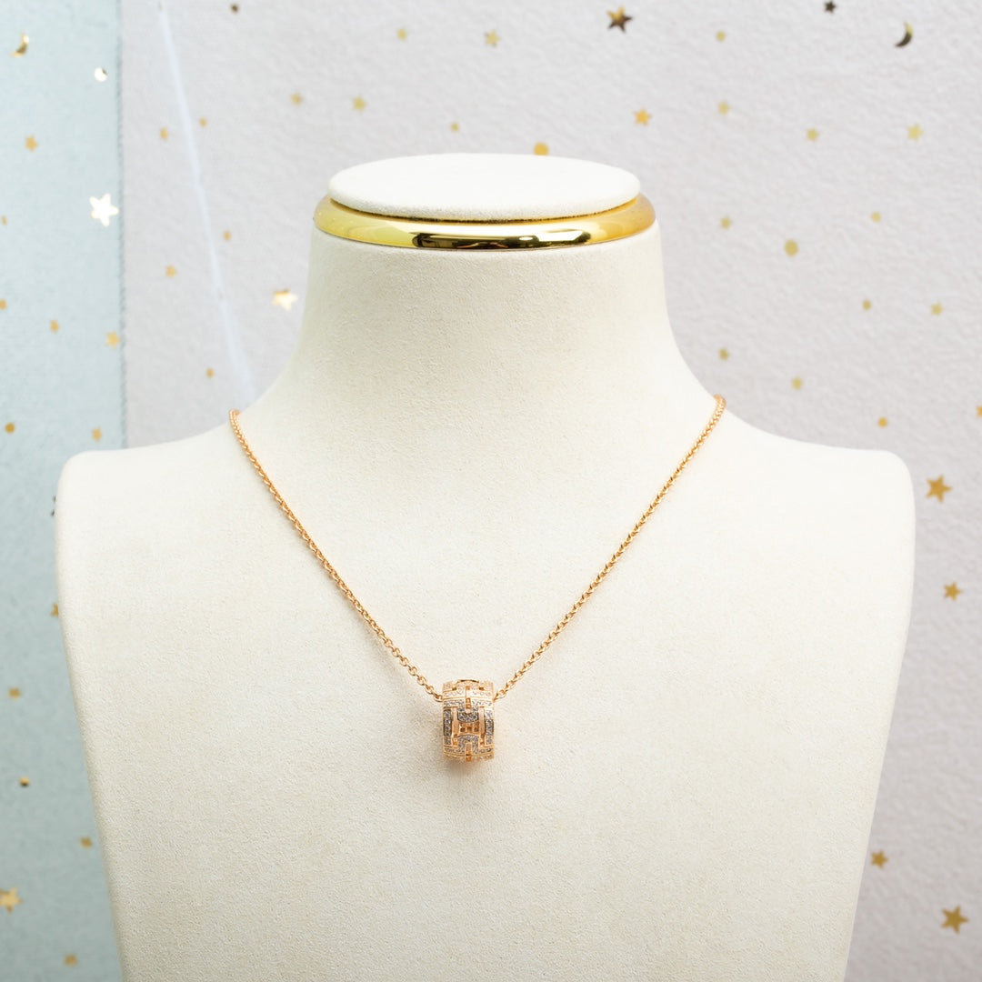 [Vicky]PARENTESI NECKLACE PINK GOLD DIAMOND