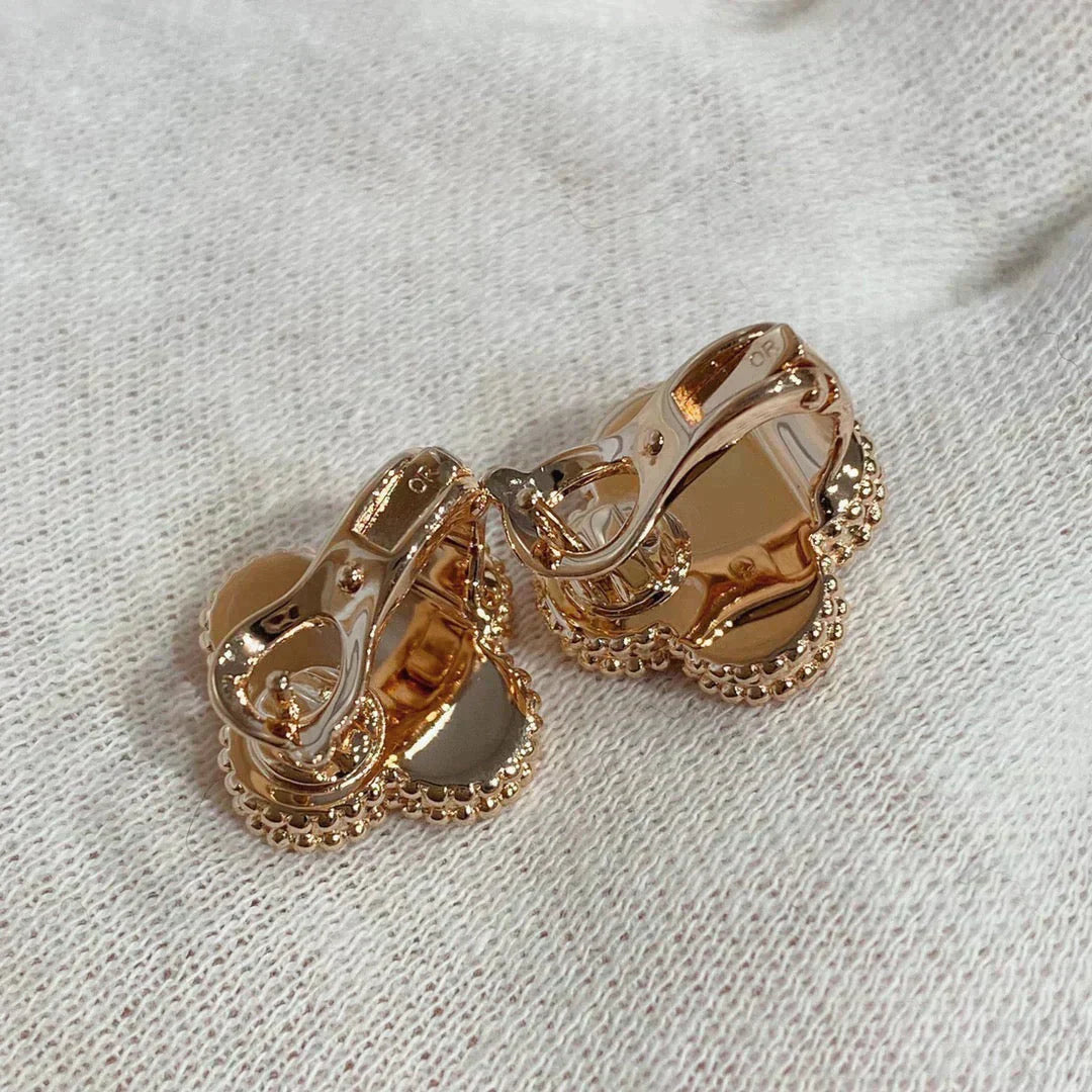 [Vicky]CLOVER MEDIUM 1 MOTIFS CARNELIAN  DIAMOND earrings