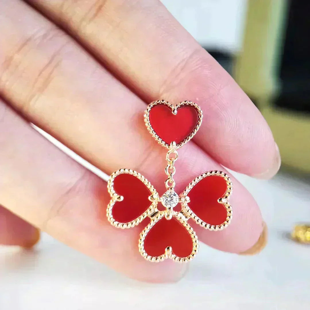 [Vicky]SWEET CLOVER CARNELIAN EARRINGS