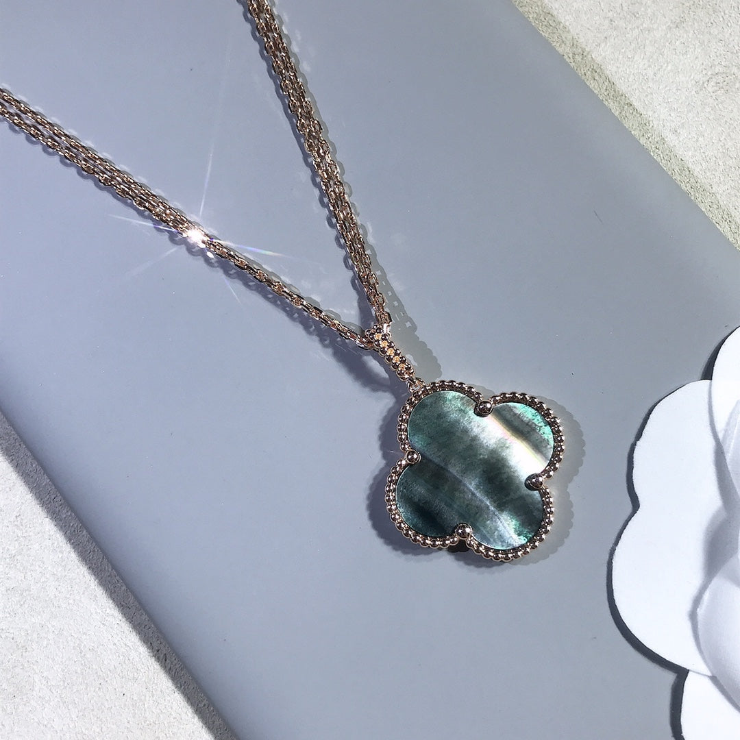 [Vicky]CLOVER 25MM GOLD DARK MOP BIG CLOVER NECKLACE