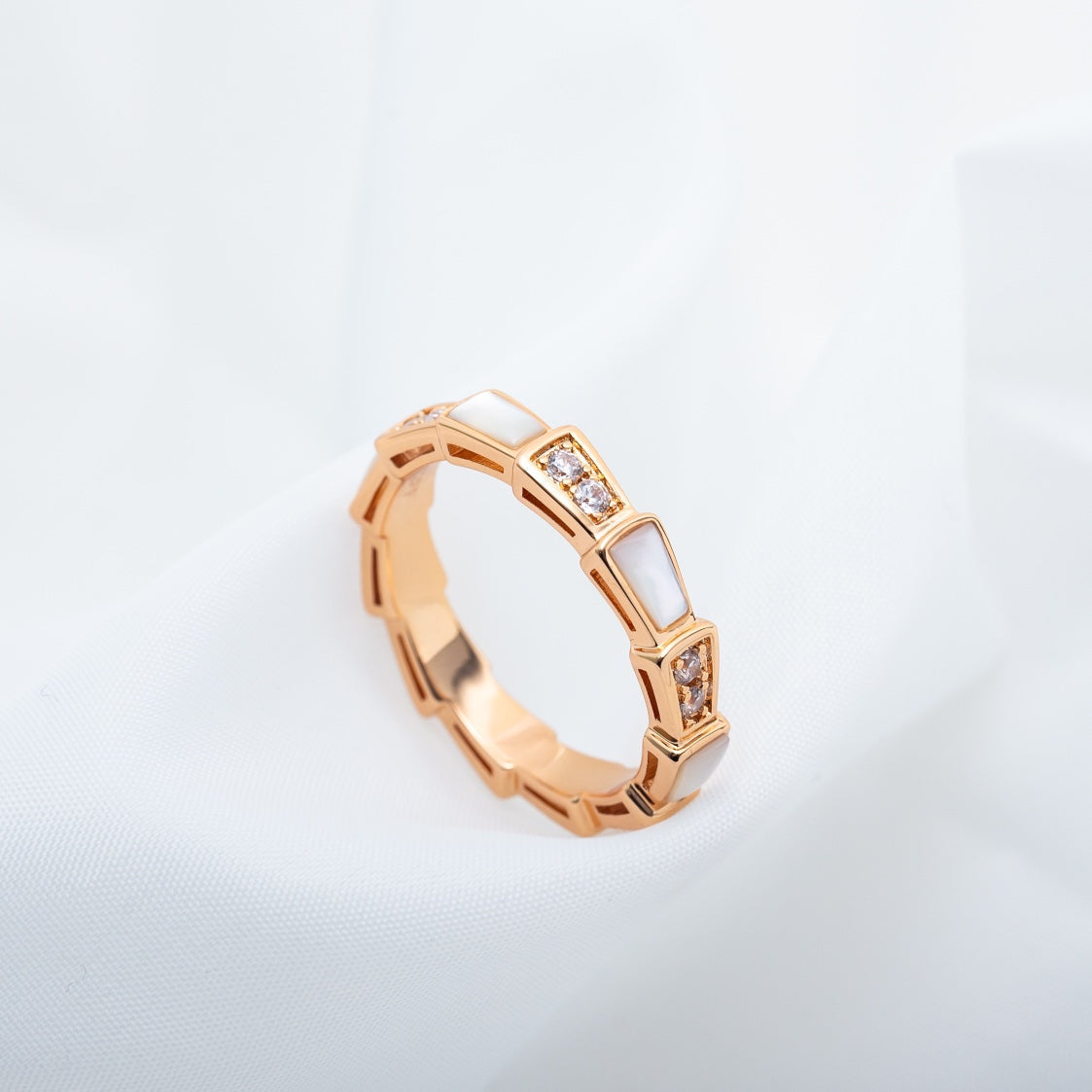 [Vicky]SERPENTI RING PINK GOLD DIAMOND MOP 3MM