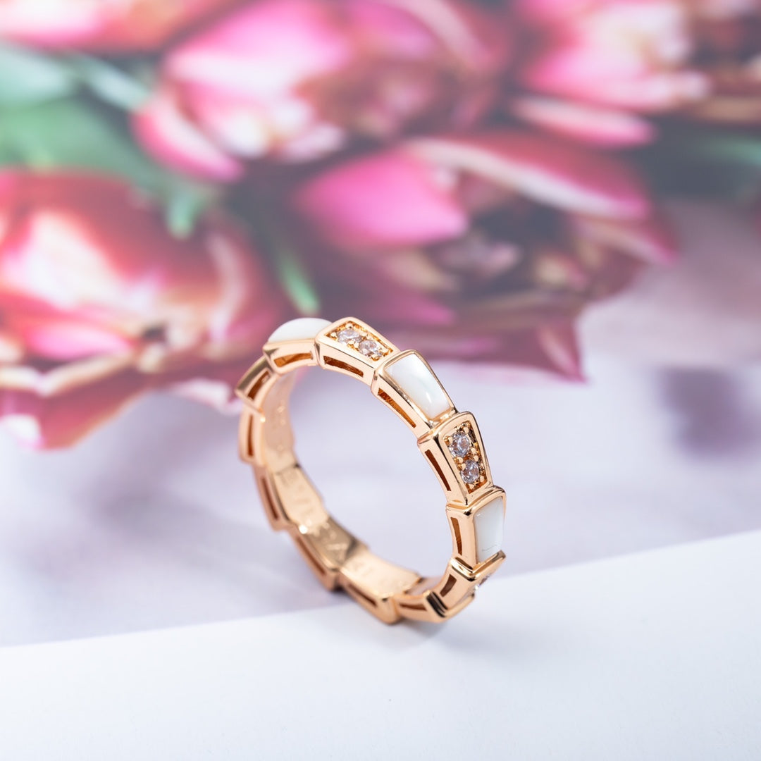 [Vicky]SERPENTI RING PINK GOLD DIAMOND MOP 3MM