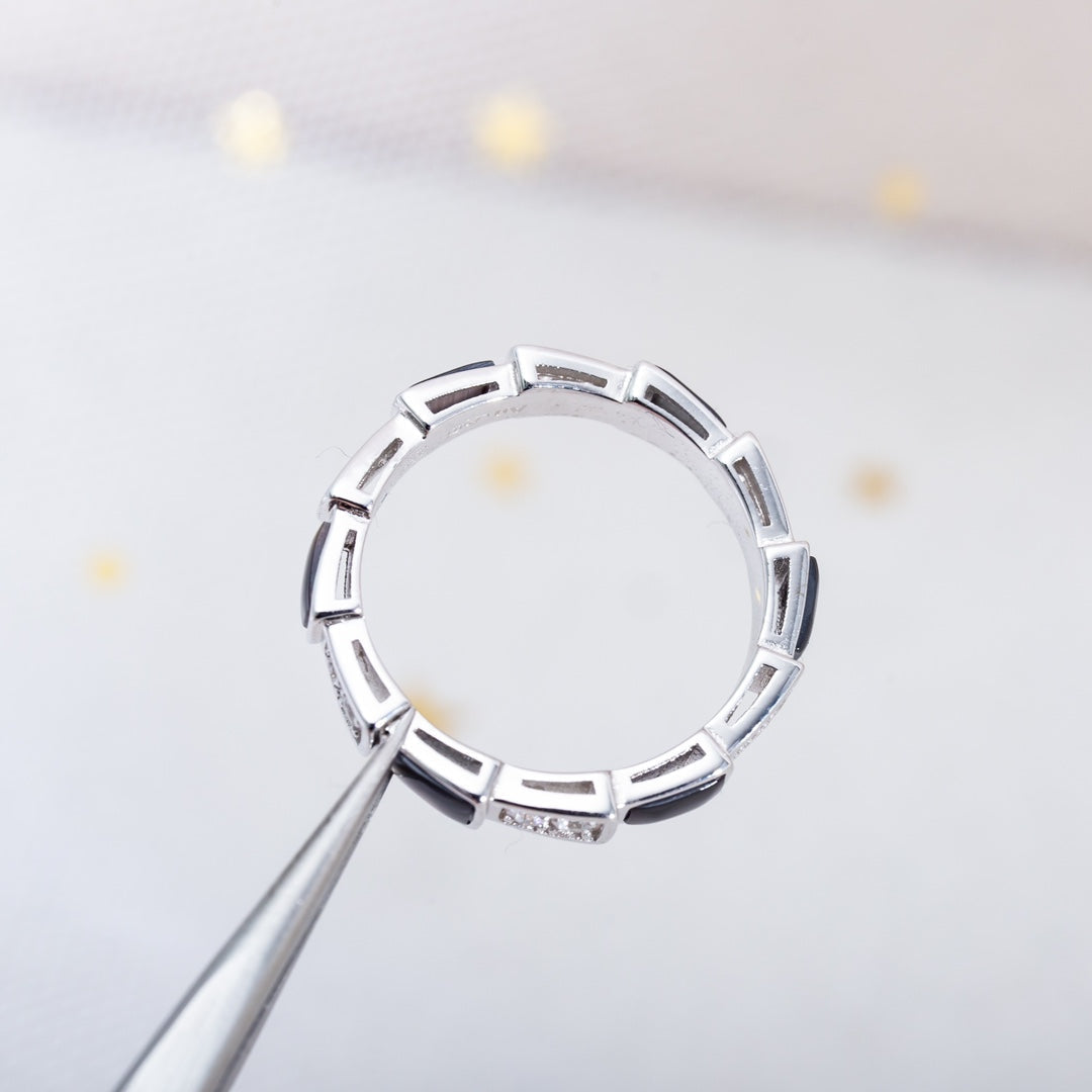 [Vicky]SERPENTI RING SILVER  DIAMOND BLACK MOP 3MM