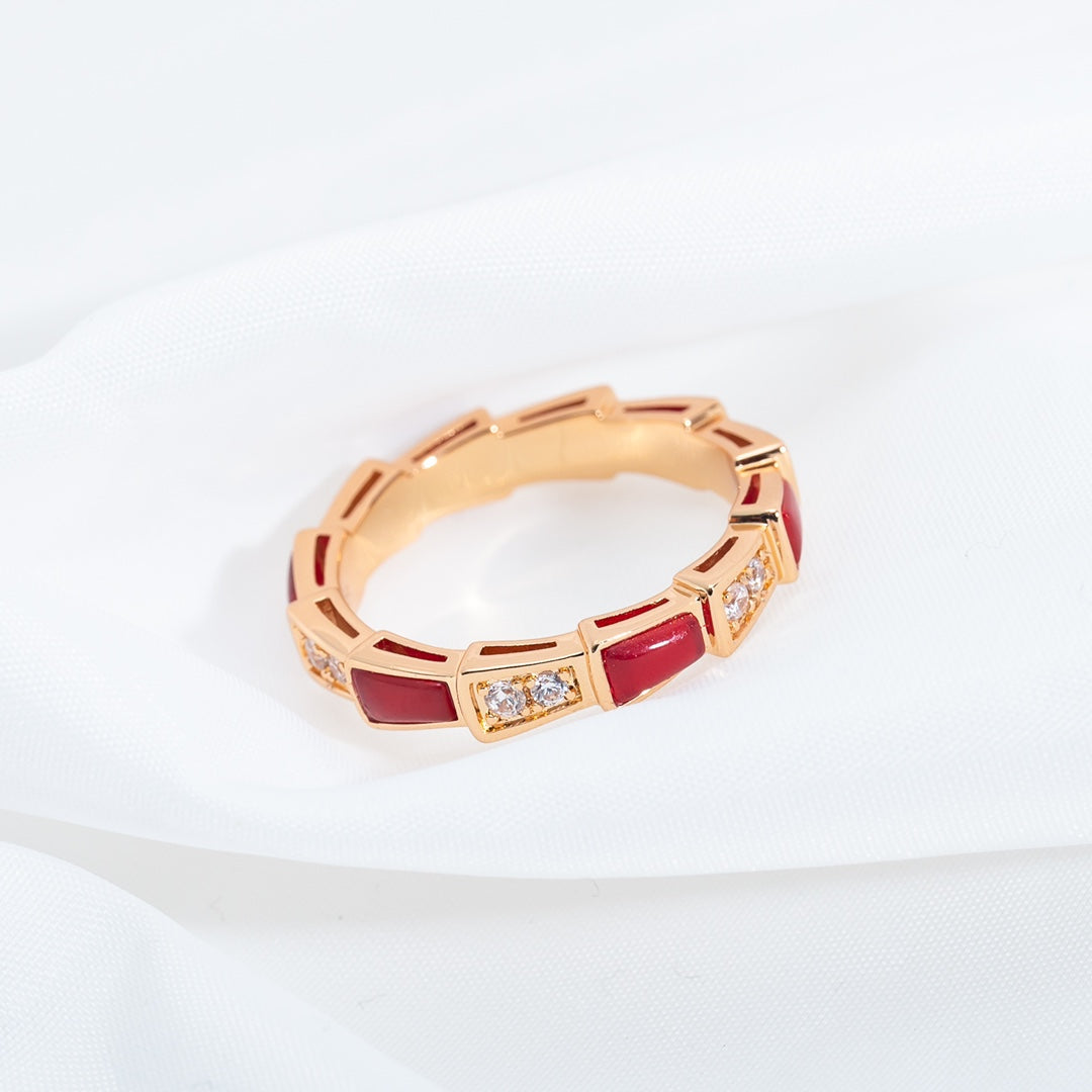 [Vicky]SERPENTI RING PINK GOLD CARNELIAN DIAMOND 3MM