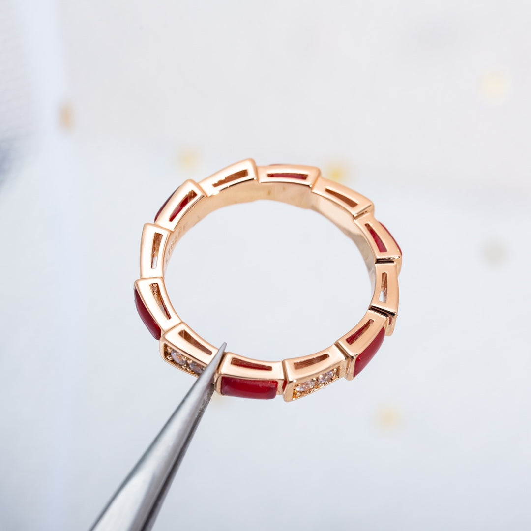 [Vicky]SERPENTI RING PINK GOLD CARNELIAN DIAMOND 3MM
