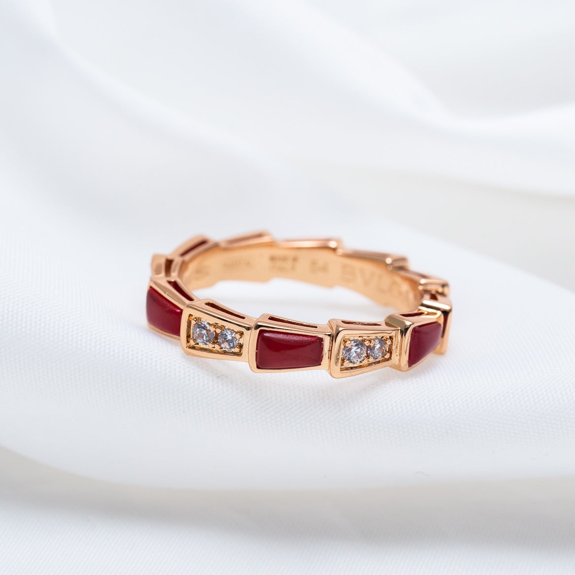 [Vicky]SERPENTI RING PINK GOLD CARNELIAN DIAMOND 3MM