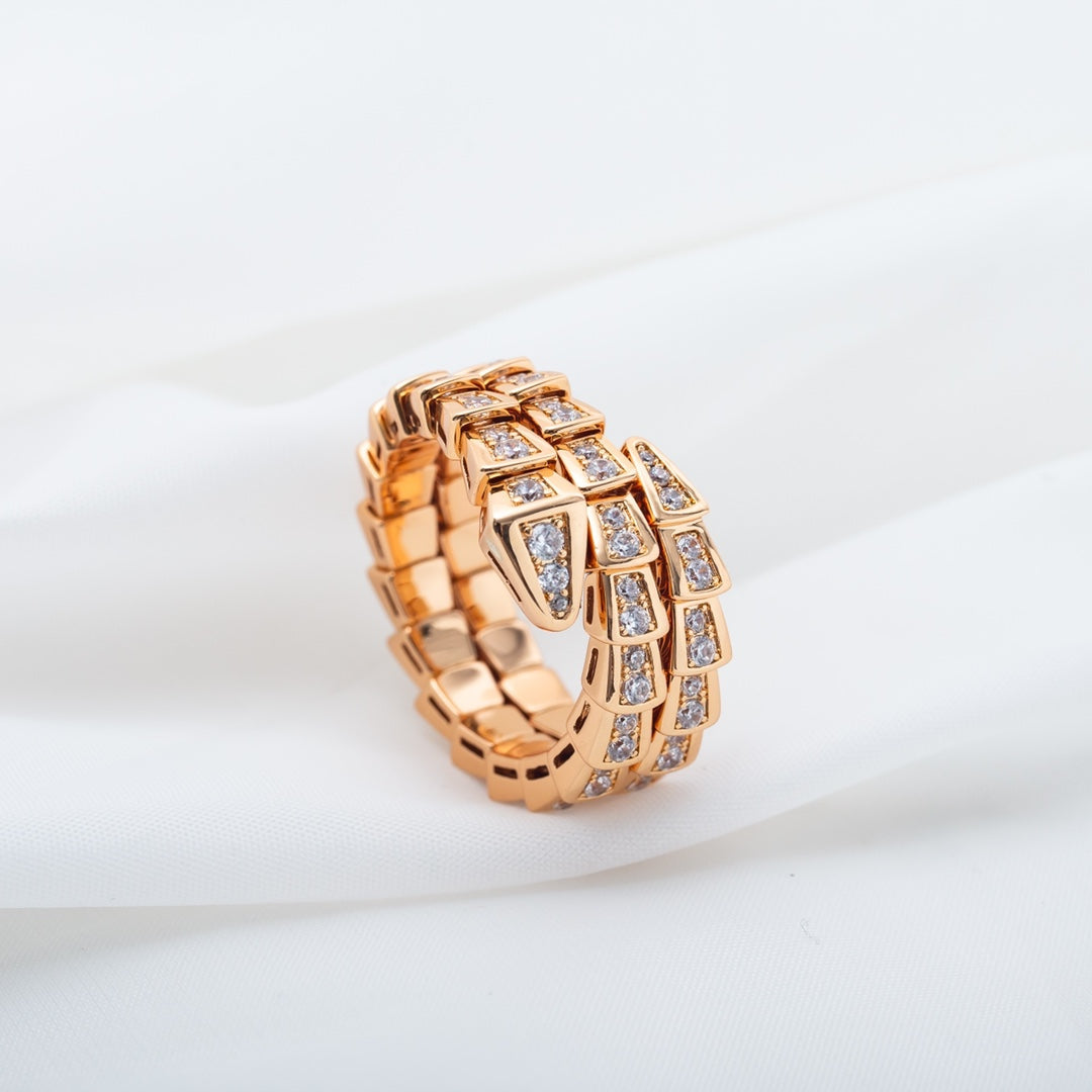 [Vicky]SERPENTI RING PINK GOLD DIAMOND DOUBLE ROW