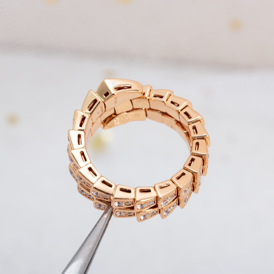 [Vicky]SERPENTI RING PINK GOLD DIAMOND DOUBLE ROW