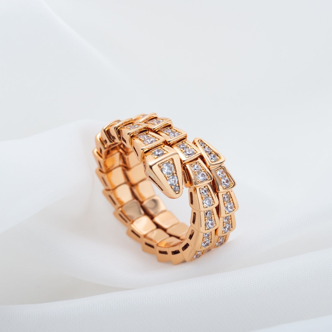 [Vicky]SERPENTI RING PINK GOLD DIAMOND DOUBLE ROW