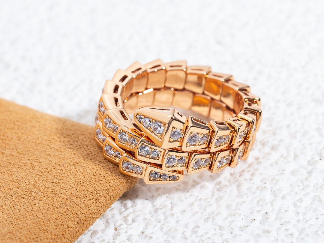 [Vicky]SERPENTI RING PINK GOLD DIAMOND DOUBLE ROW