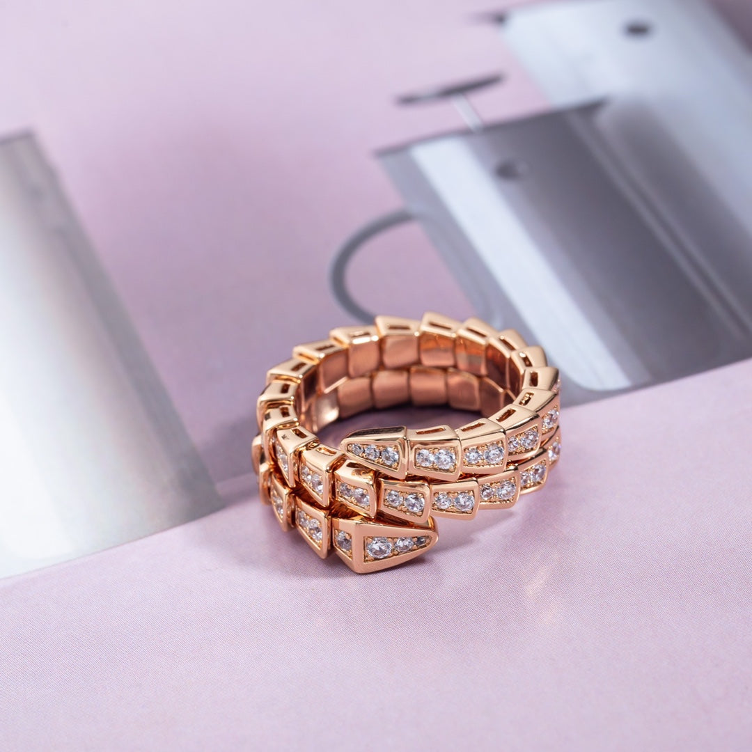 [Vicky]SERPENTI RING PINK GOLD DIAMOND DOUBLE ROW