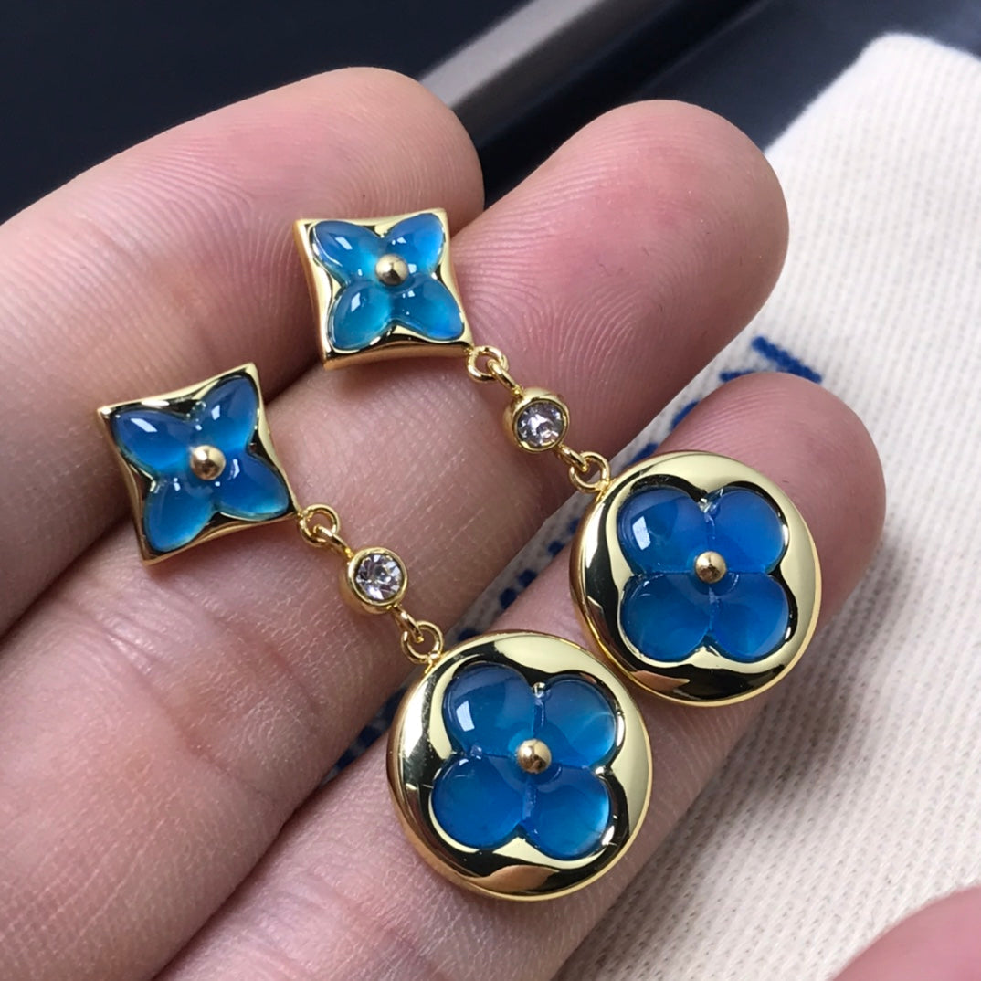 [Vicky]STAR AND SUN AGATE DIAMOND EARRINGS