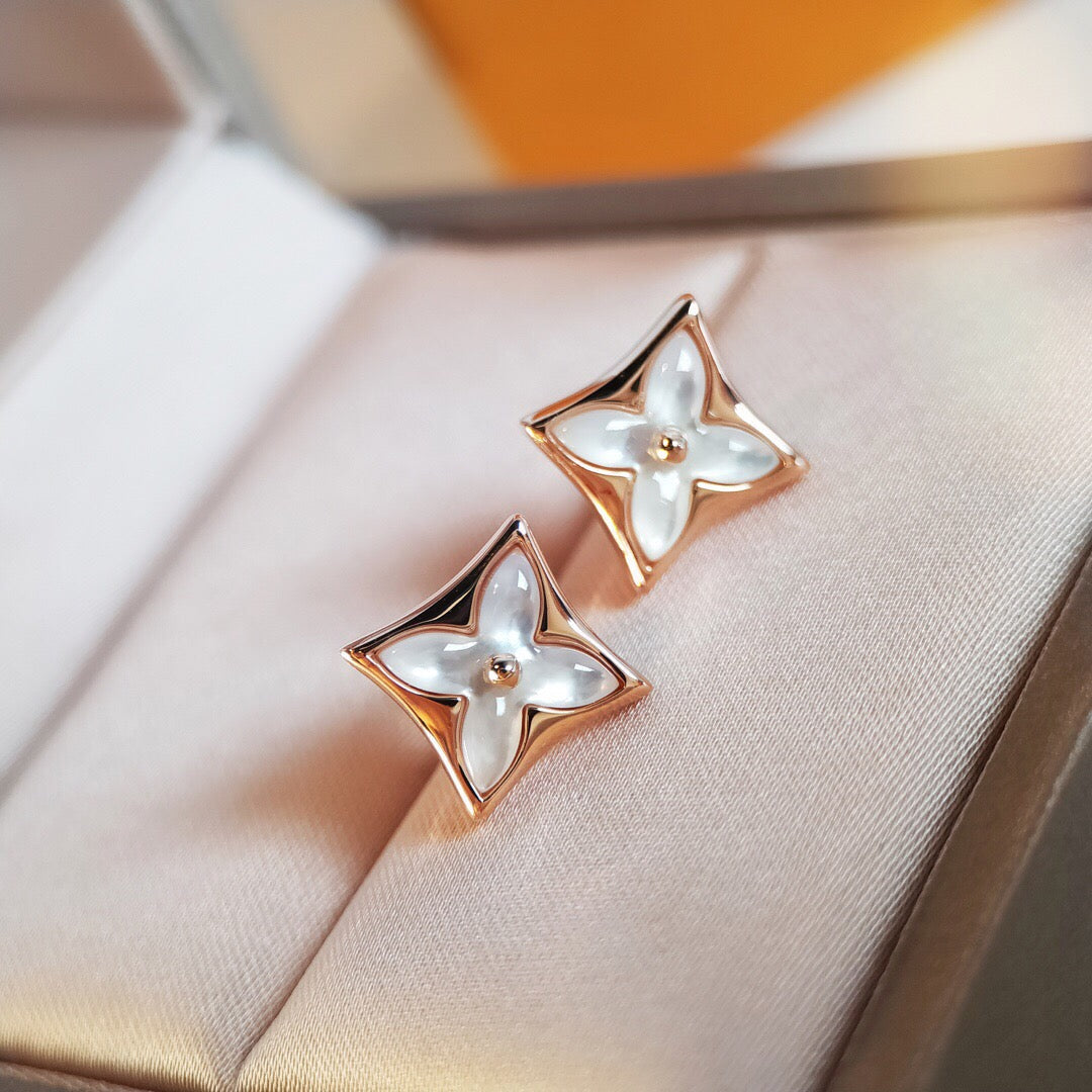 [Vicky]STAR MOP PINK GOLD EARRINGS