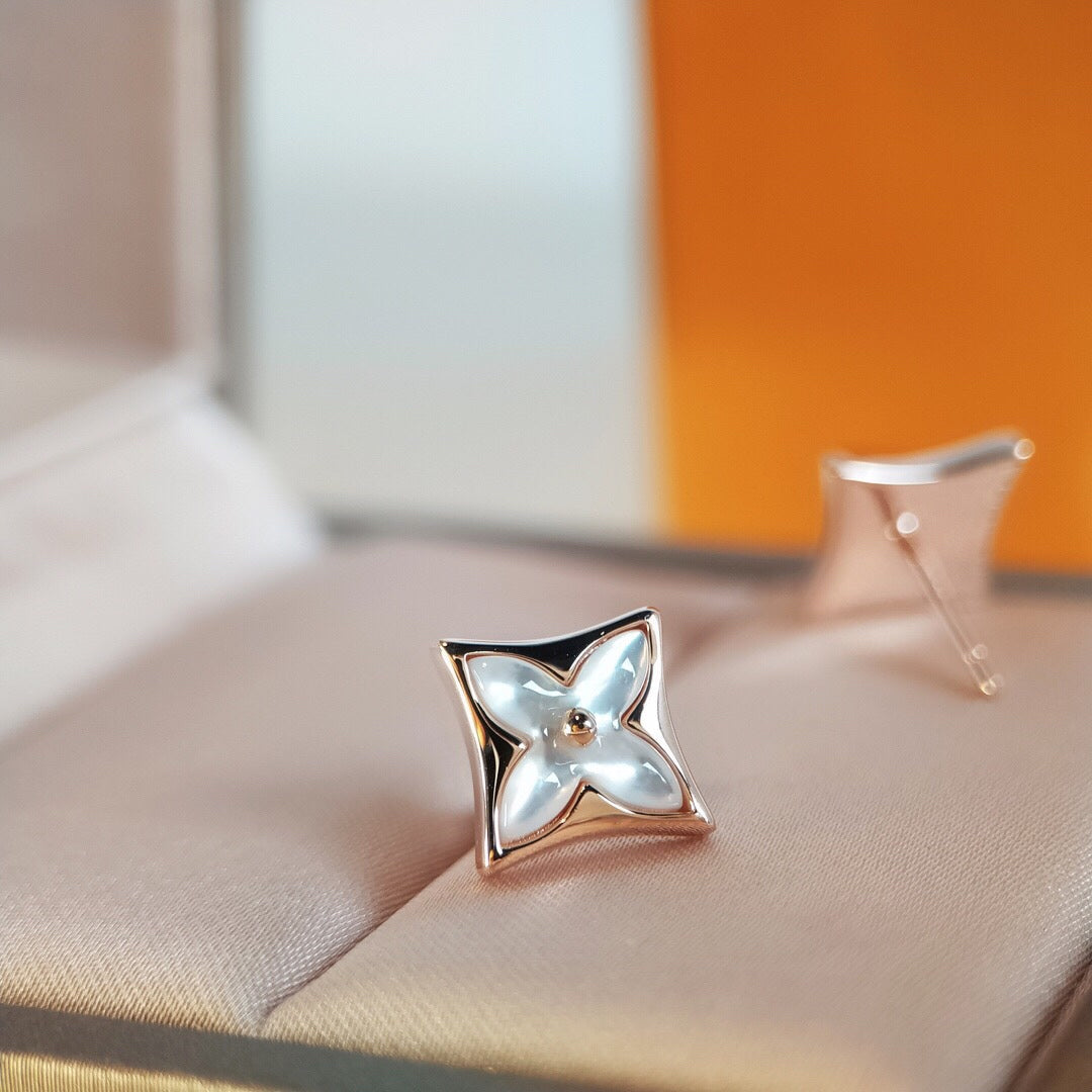 [Vicky]STAR MOP PINK GOLD EARRINGS