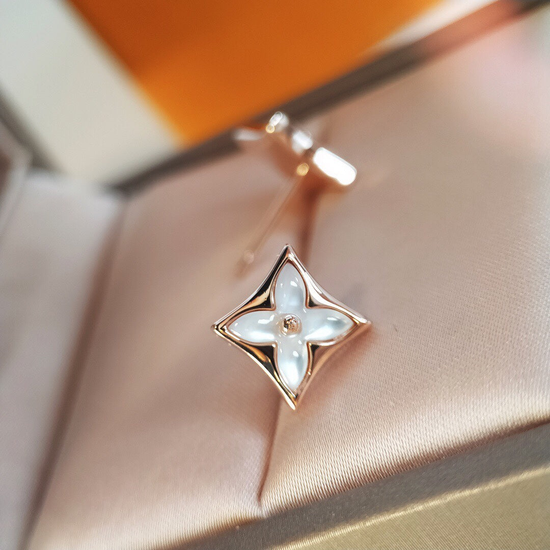 [Vicky]STAR MOP PINK GOLD EARRINGS