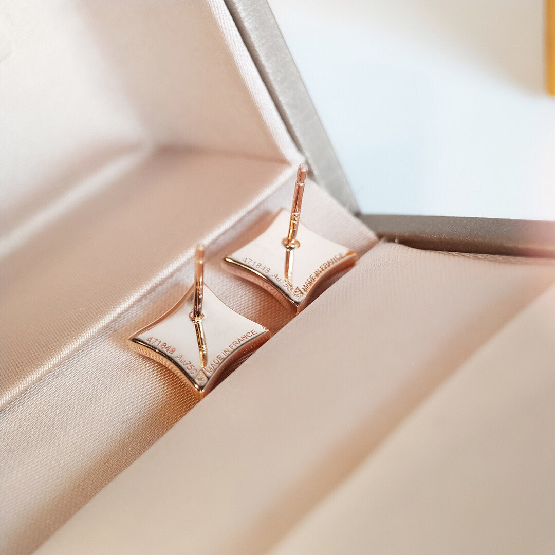 [Vicky]STAR MOP PINK GOLD EARRINGS