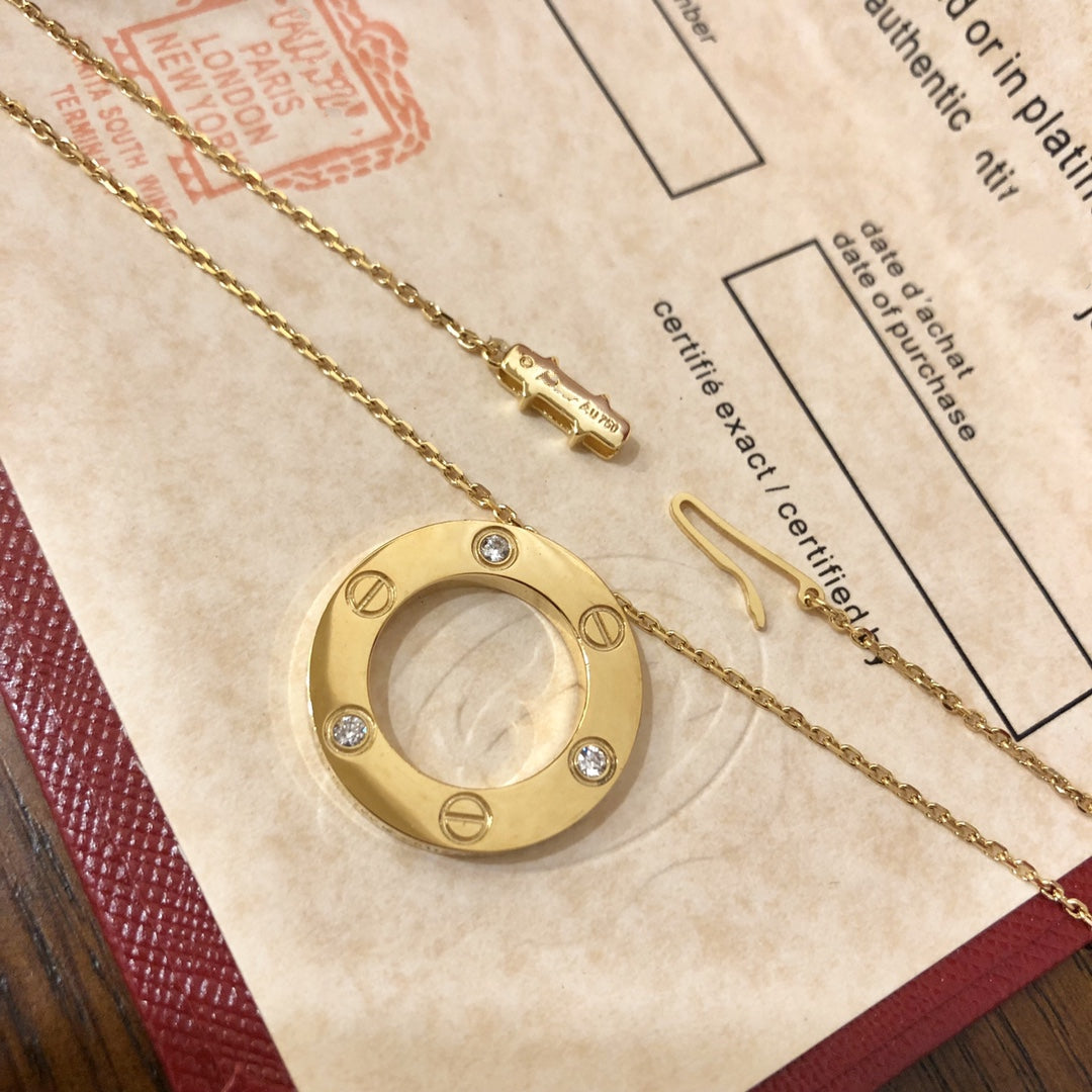 [Vicky]LOVE NECKLACE 16MM 3 DIAMONDS