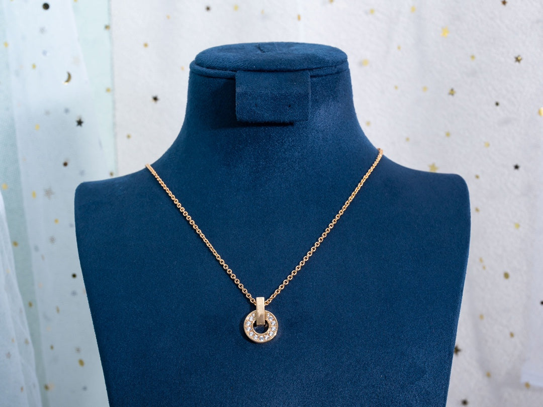 [Vicky]GARI NECKLACE PINK GOLD DIAMOND
