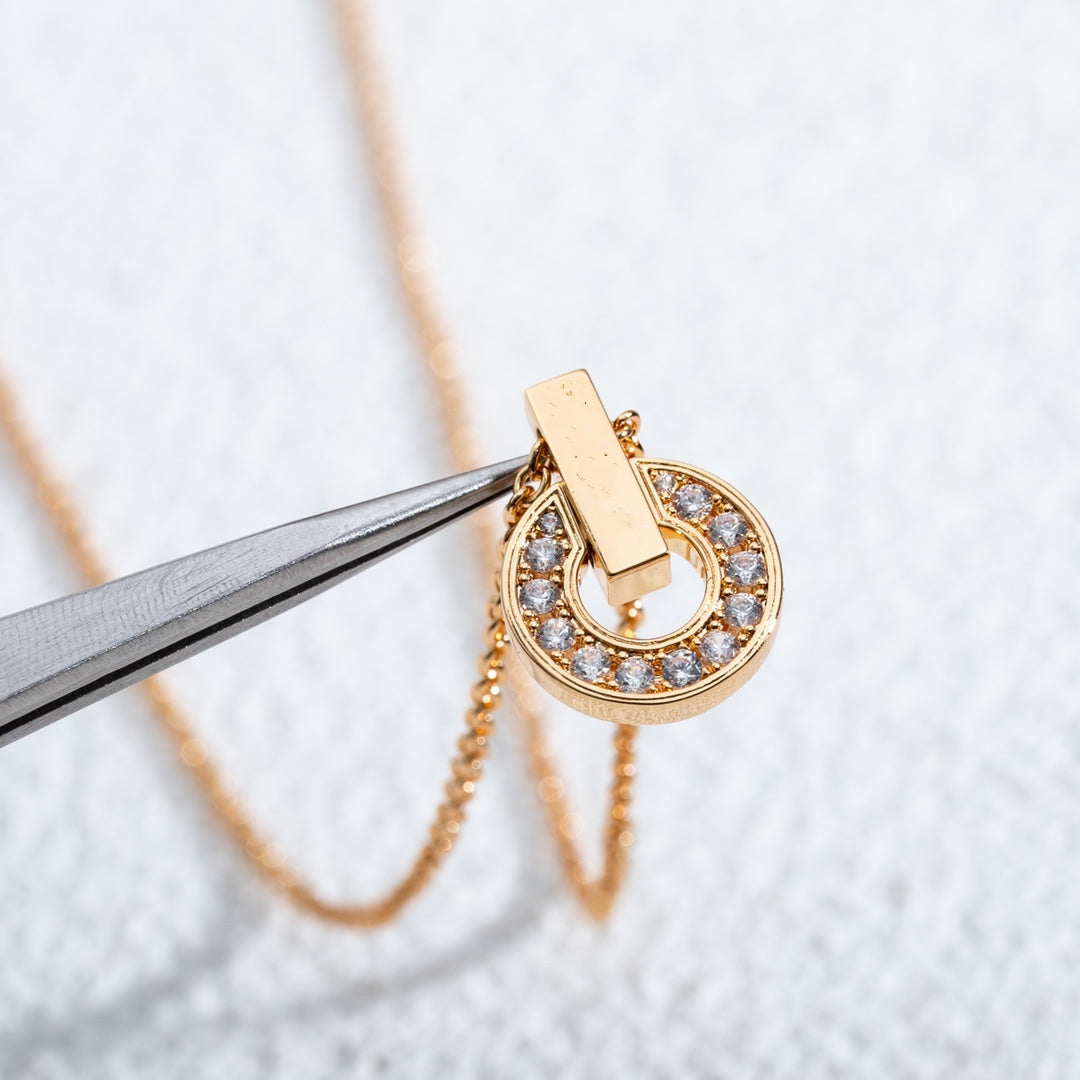 [Vicky]GARI NECKLACE PINK GOLD DIAMOND