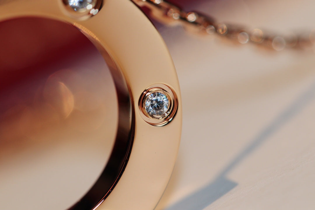 [Vicky]LOVE NECKLACE 16MM 6 DIAMONDS PINK GOLD