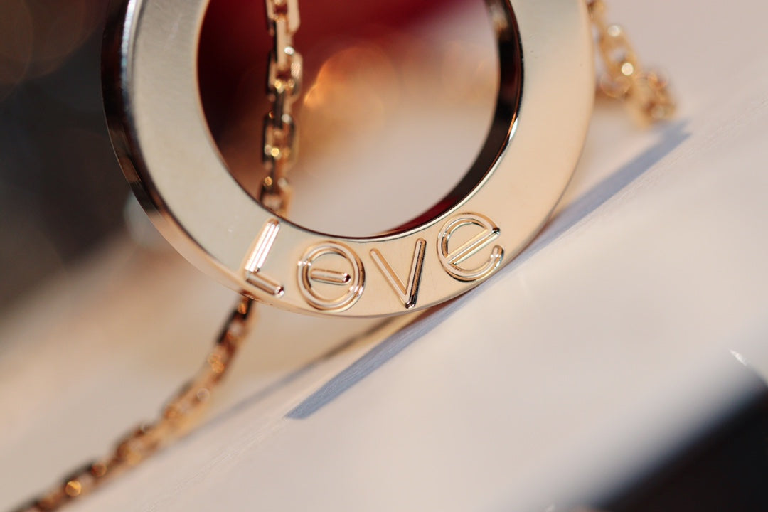[Vicky]LOVE NECKLACE 16MM 6 DIAMONDS PINK GOLD