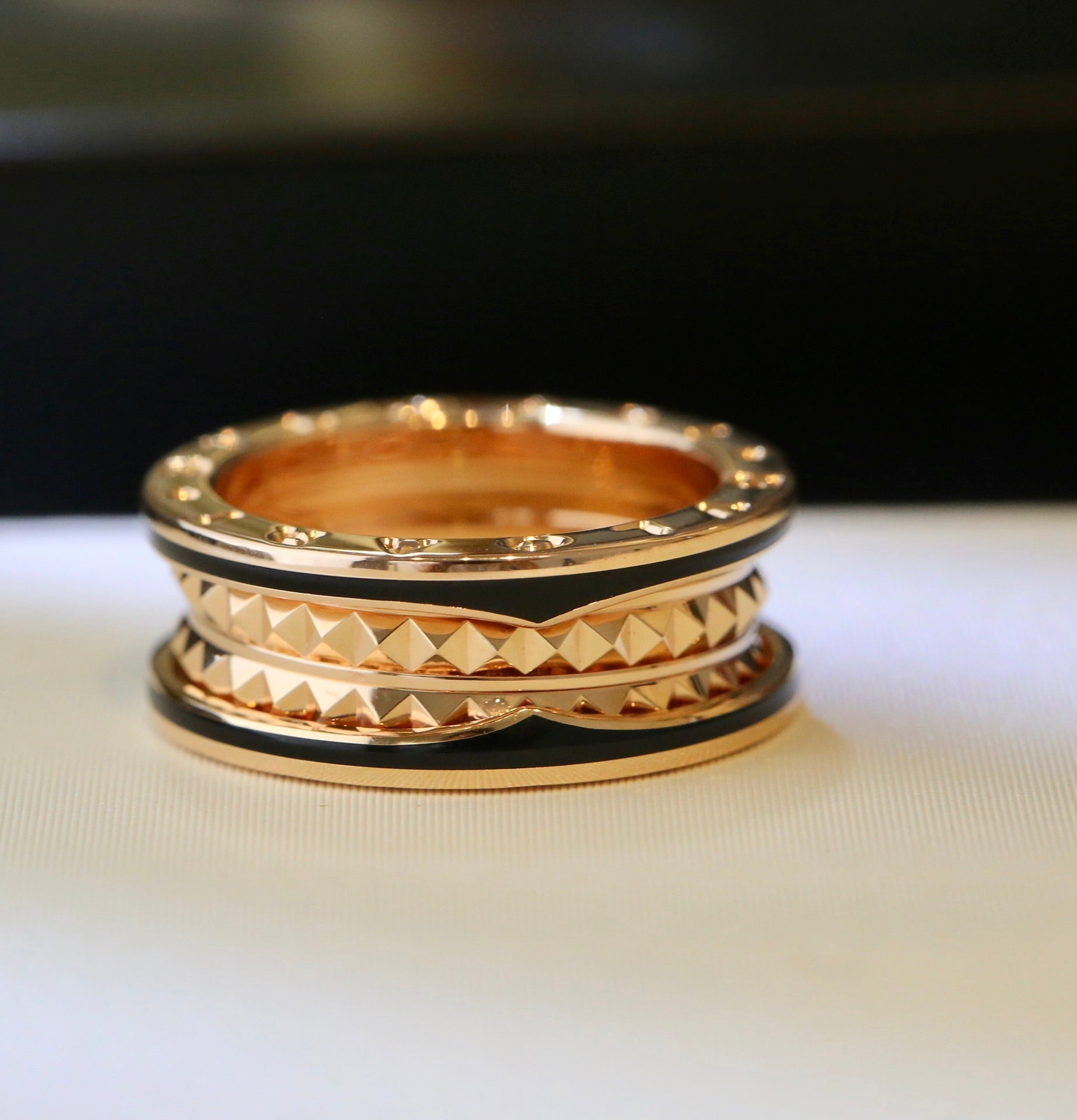 [Vicky]ZERO 1 PINK GOLD BLACK CERAMIC RING
