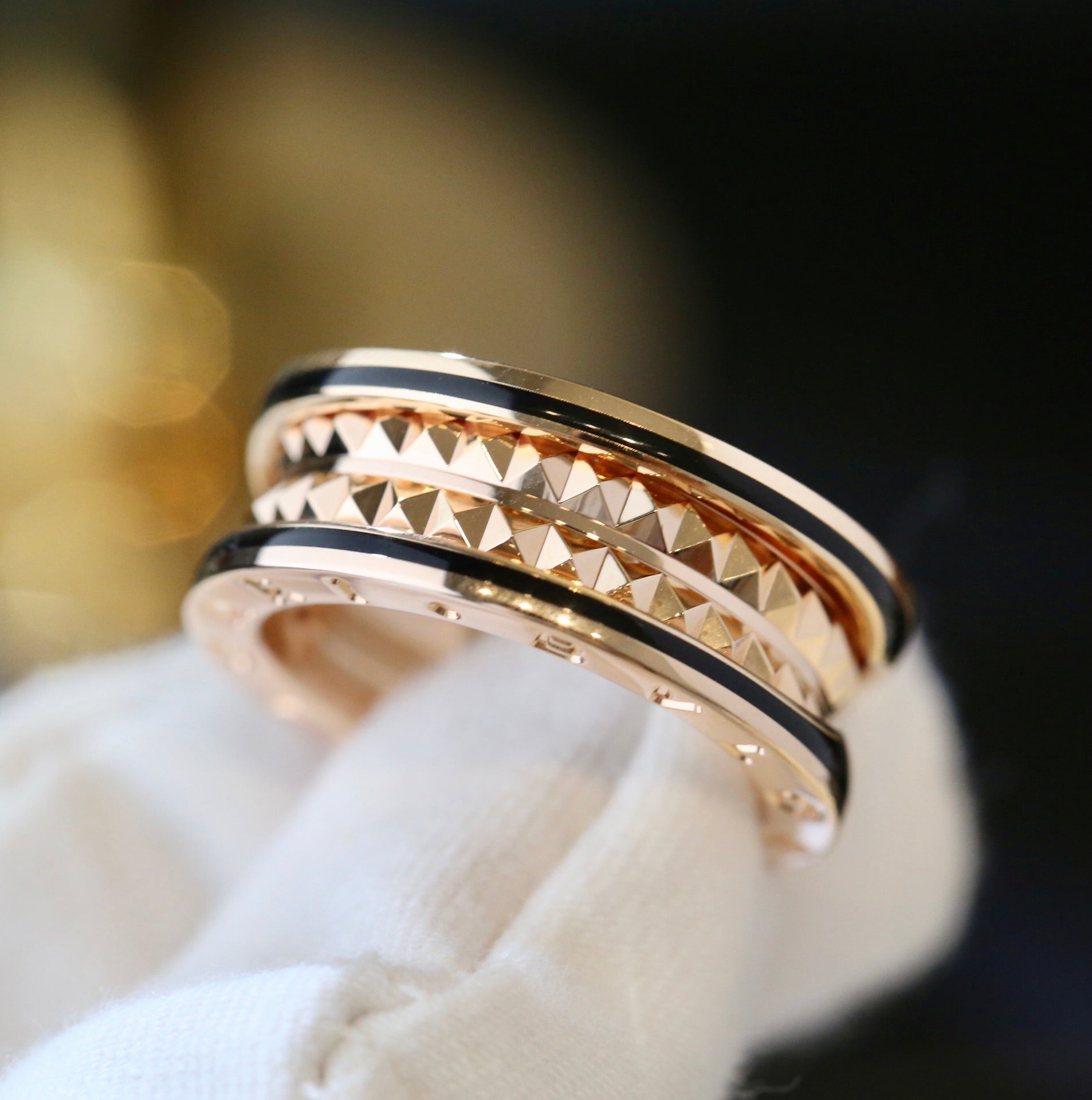 [Vicky]ZERO 1 PINK GOLD BLACK CERAMIC RING