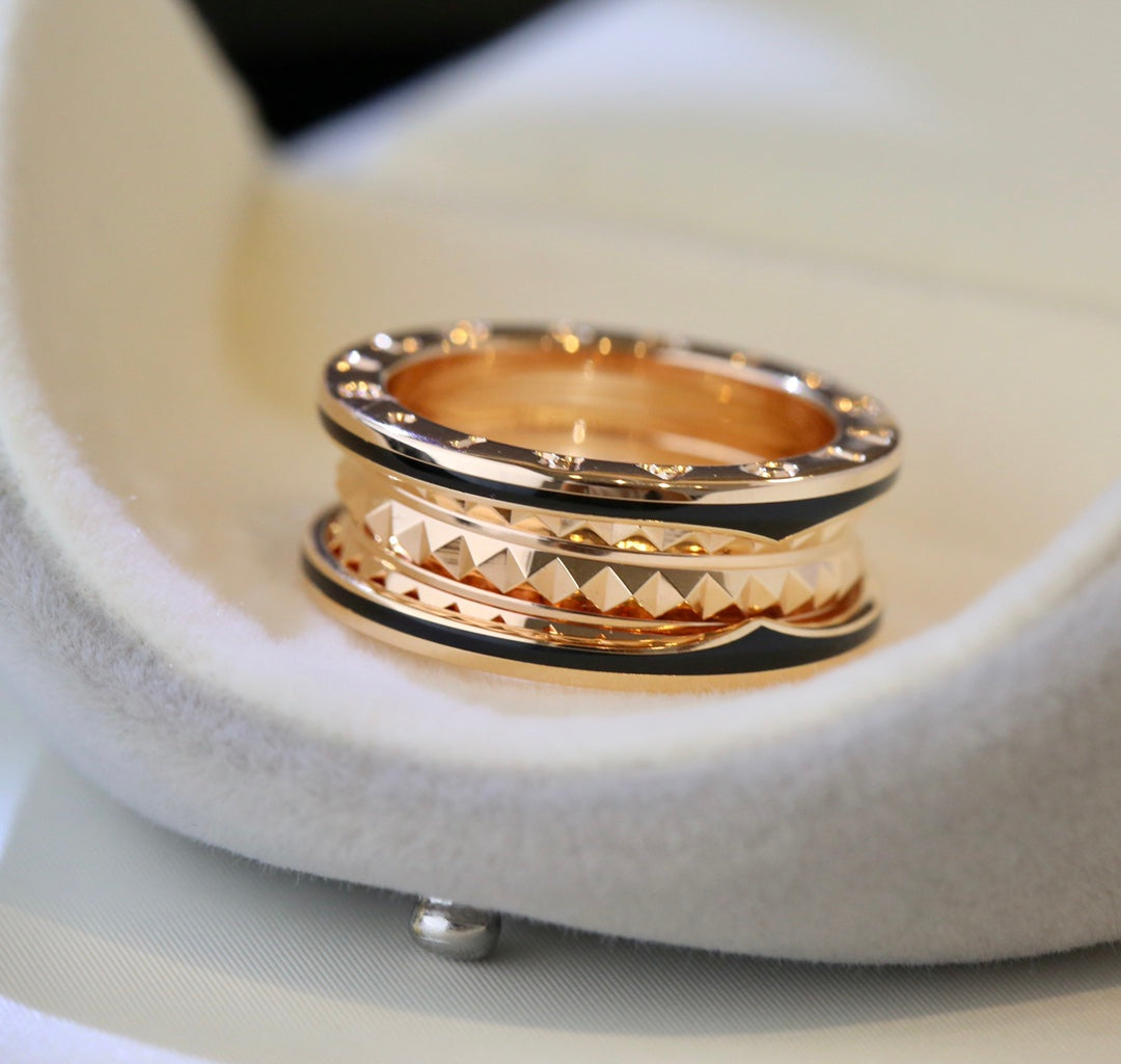 [Vicky]ZERO 1 PINK GOLD BLACK CERAMIC RING