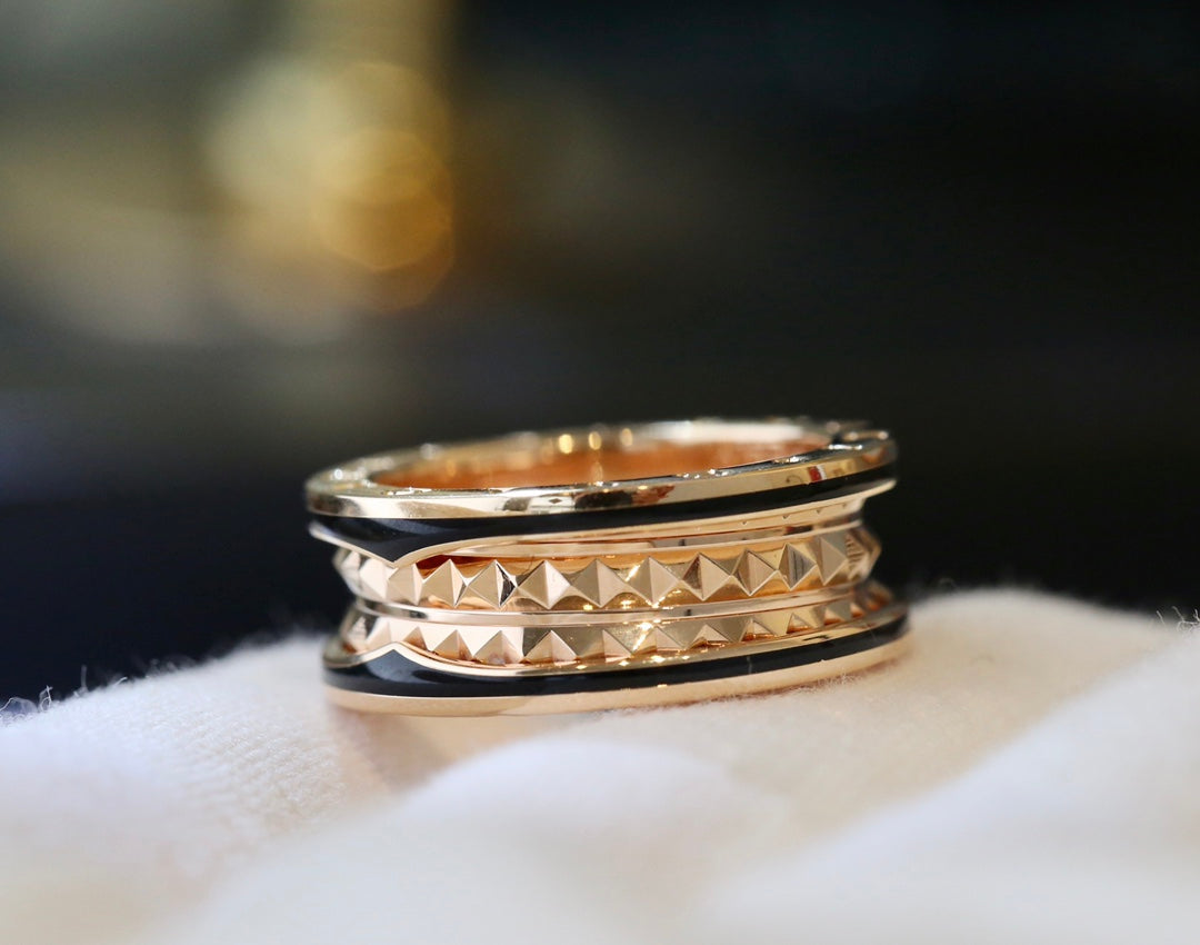 [Vicky]ZERO 1 PINK GOLD BLACK CERAMIC RING