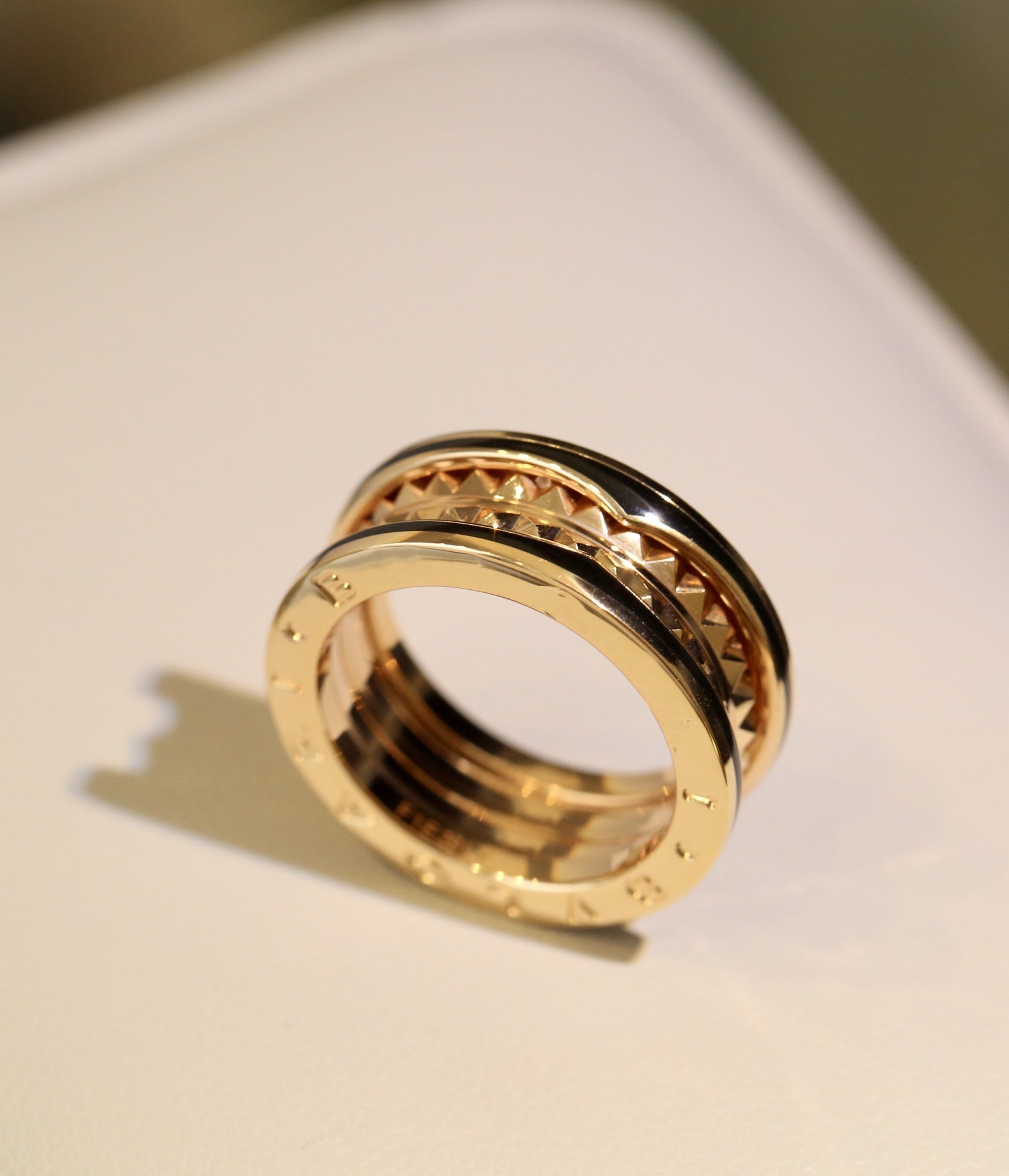 [Vicky]ZERO 1 PINK GOLD BLACK CERAMIC RING