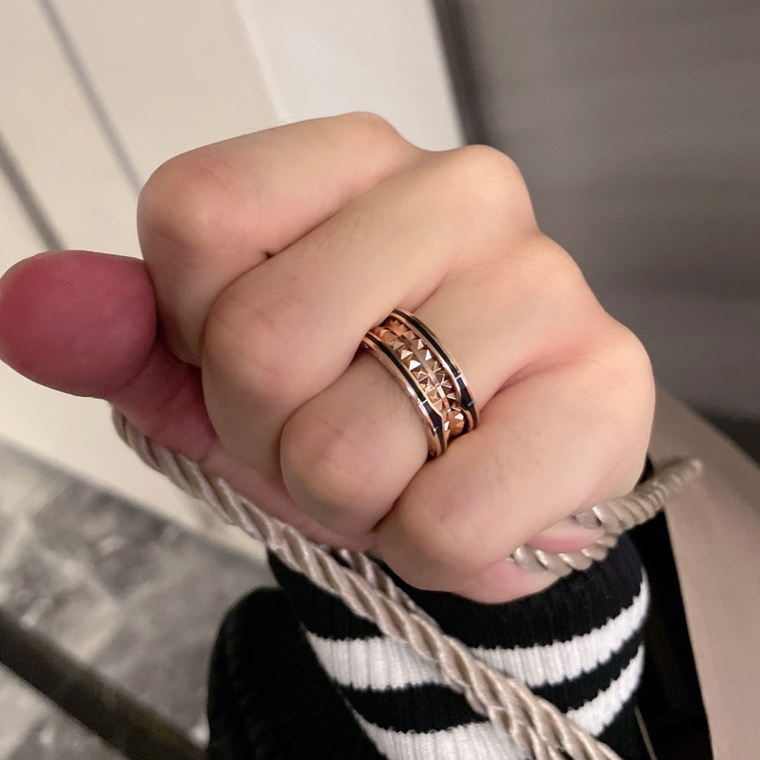 [Vicky]ZERO 1 PINK GOLD BLACK CERAMIC RING