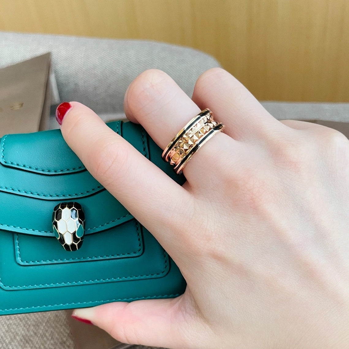 [Vicky]ZERO 1 PINK GOLD BLACK CERAMIC RING