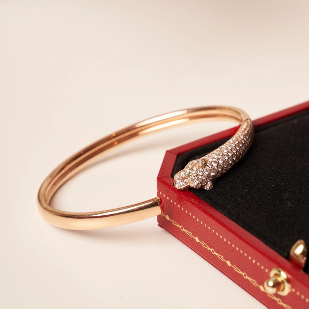 [Vicky]PANTHERE ROSE GOLD DIAMOND OPEN BRACELET
