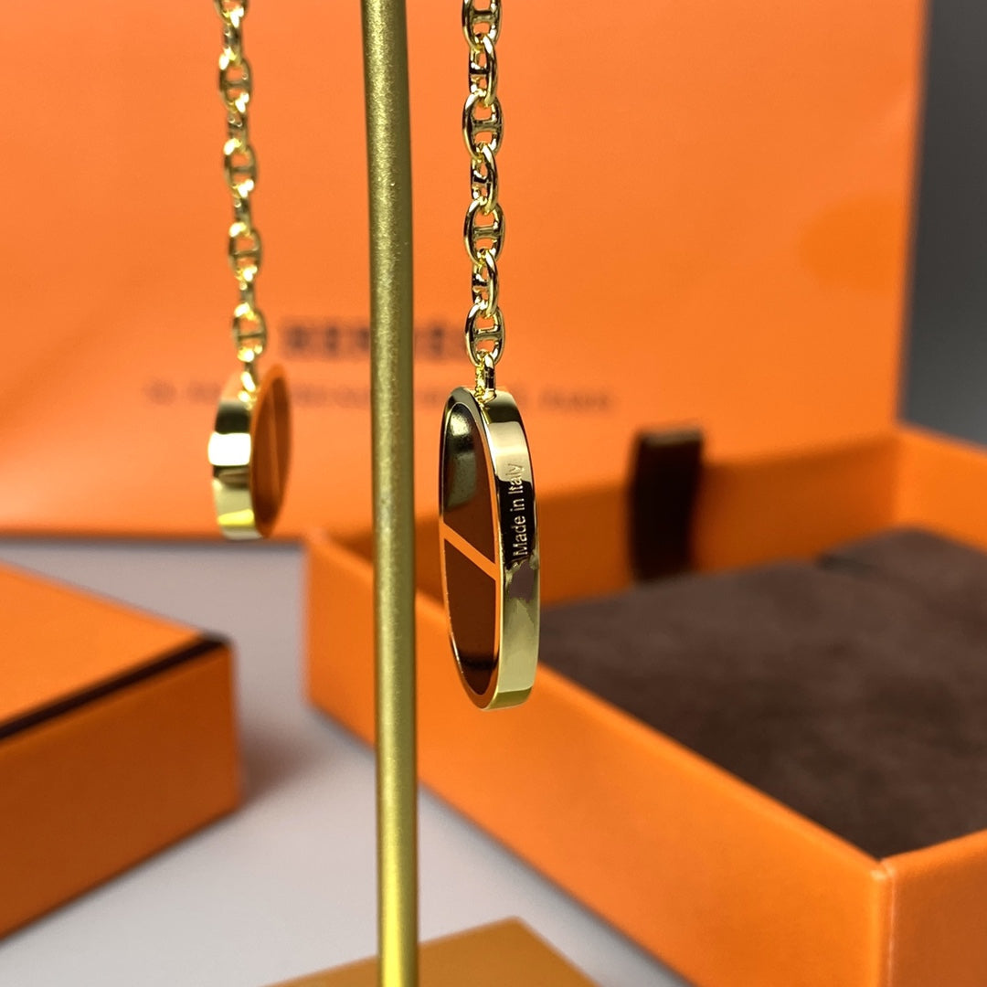 [Vicky]CHAINE VERSO BLACK CERAMIC EARRINGS