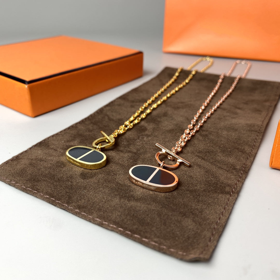 [Vicky]CHAINE VERSO BLACK CERAMIC NECKLACE
