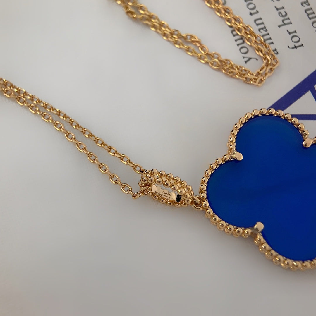 [Vicky]CLOVER 25MM NECKLACE TURQUOISE ROSE GOLD
