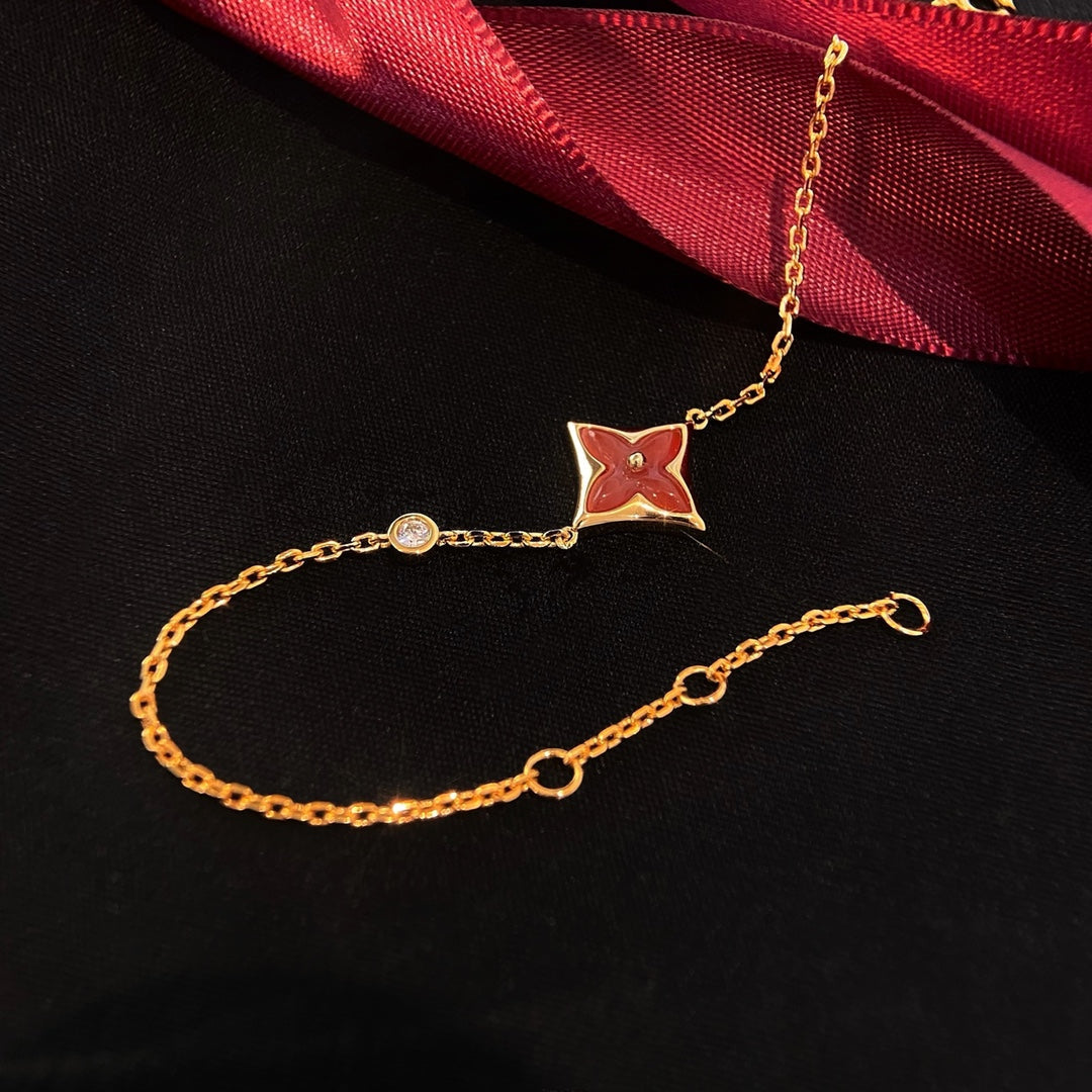 [Vicky]COLOR STAR CARNELIAN PINK GOLD DIAMOND BRACELET