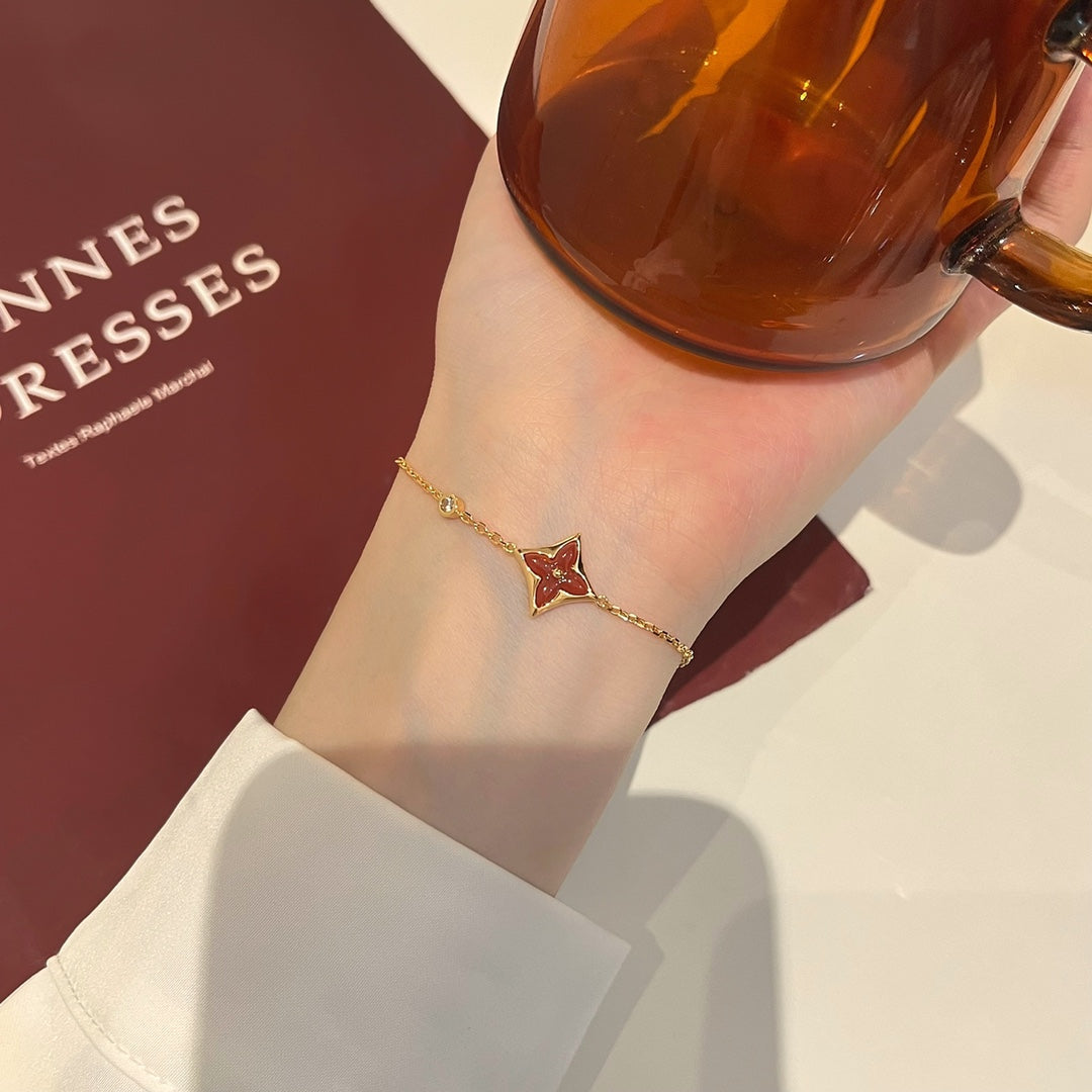 [Vicky]COLOR STAR CARNELIAN PINK GOLD DIAMOND BRACELET