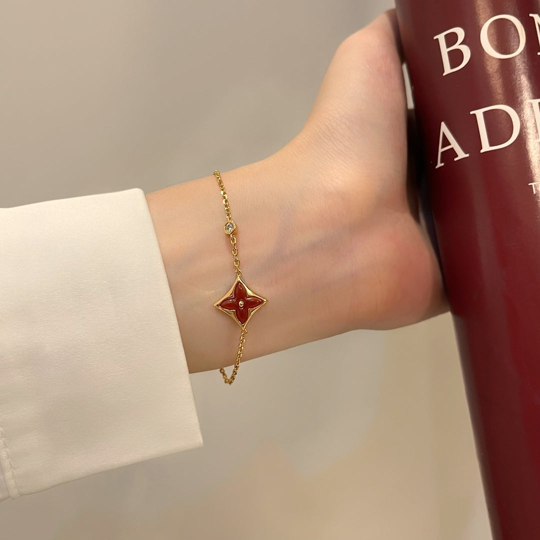 [Vicky]COLOR STAR CARNELIAN PINK GOLD DIAMOND BRACELET
