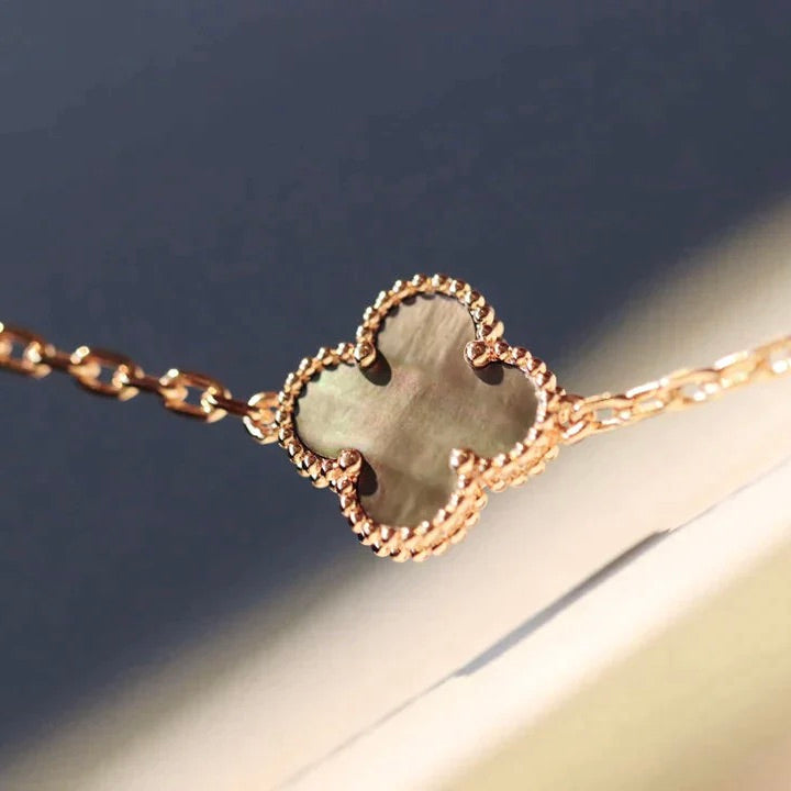 [Vicky]CLOVER 20 MOTIFS DARK MOP DIAMOND  NECKLACE
