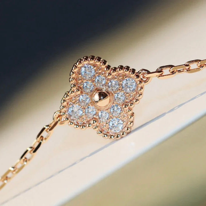 [Vicky]CLOVER 20 MOTIFS DARK MOP DIAMOND  NECKLACE